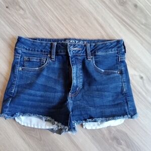 American Eagle Outfitters Women's Blue Denim Hi-Rise Shortie